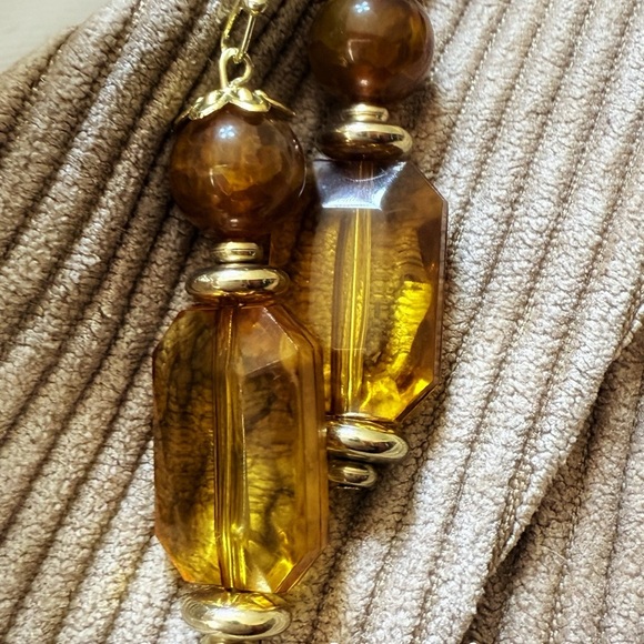Vintage style carnelian statement earrings gold - Picture 2 of 2